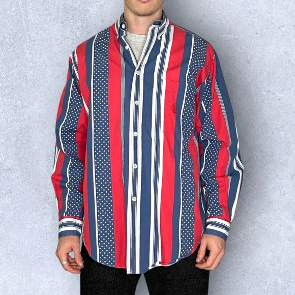 Vintage Nautica American Flag Button Down Shirt - Picture 2 of 8